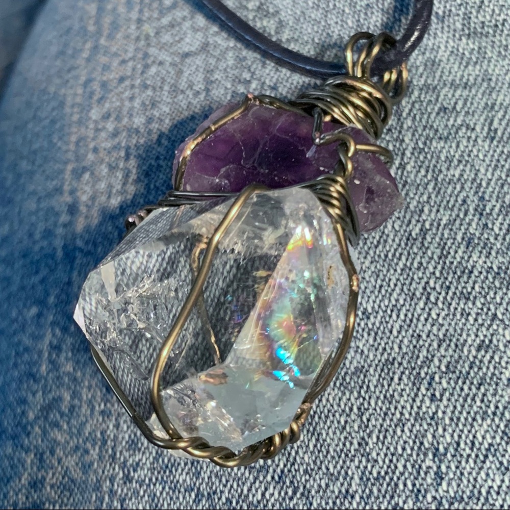 Amethyst, & Herkimer Diamond Pendant - Picture 12 of 13